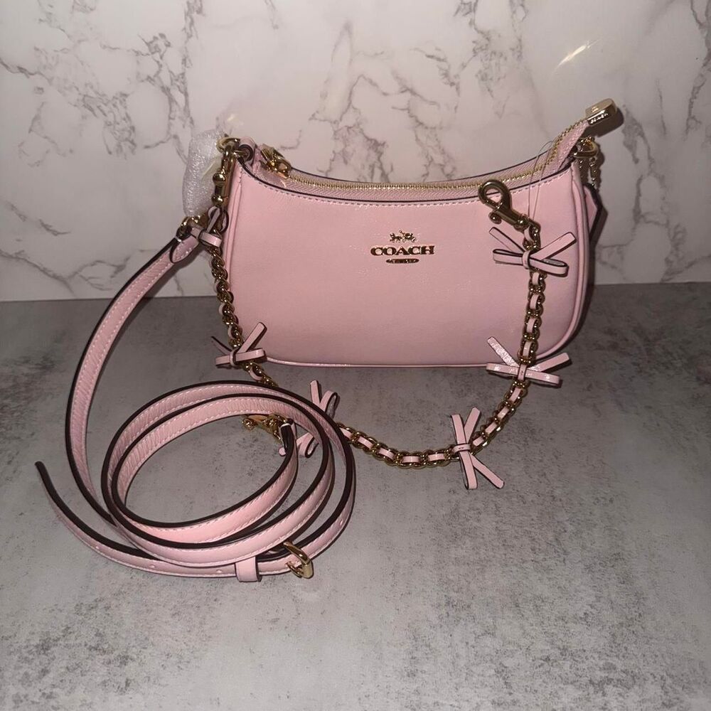 Coach Pink Teri Mini Crossbody Bag With Bows
